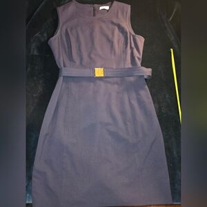 Calvin Klein Navy Blue Sleeveless Career Dress Size 14